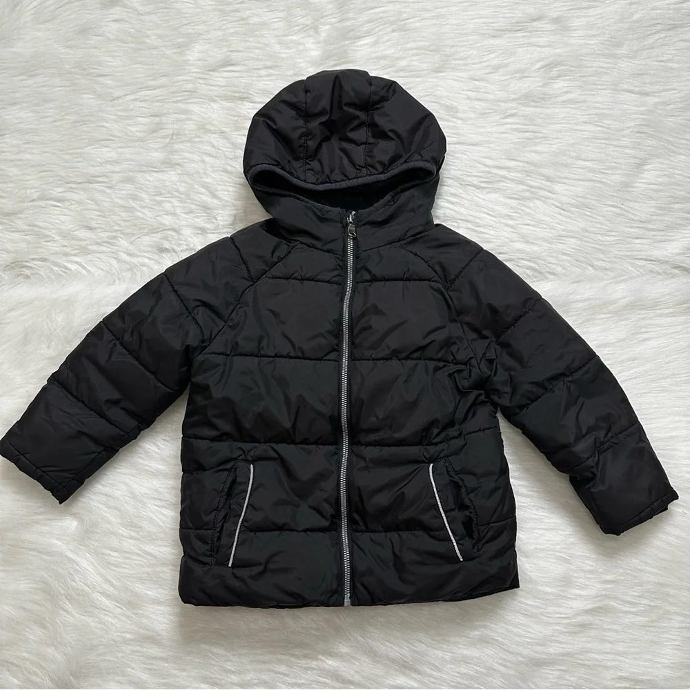 Wonder Nation Toddler Size 5T Black Full Zip Winter Hoodie Puffer Jacket